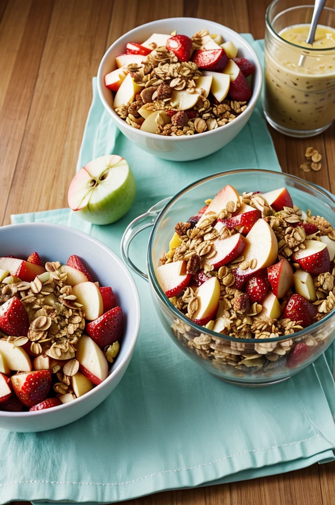 Apple fruit salad, pass, Piña, uva, strawberries, MONEY, granola 