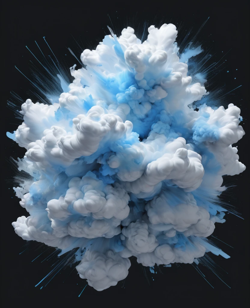 Graffiti, scribble, Comics by Petra Cortright, best quality, masterpiece, light blue fluffy small cloud artwork, Representative work, official art, Professional, Ultra intricate detailed, 8k, light blue fluffy small cloud art, Black background