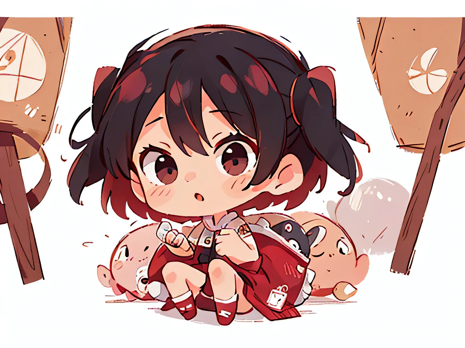 Black Star Red and White style, Masterpiece, best quality, 8K, The most beautiful girl of all time, chibi