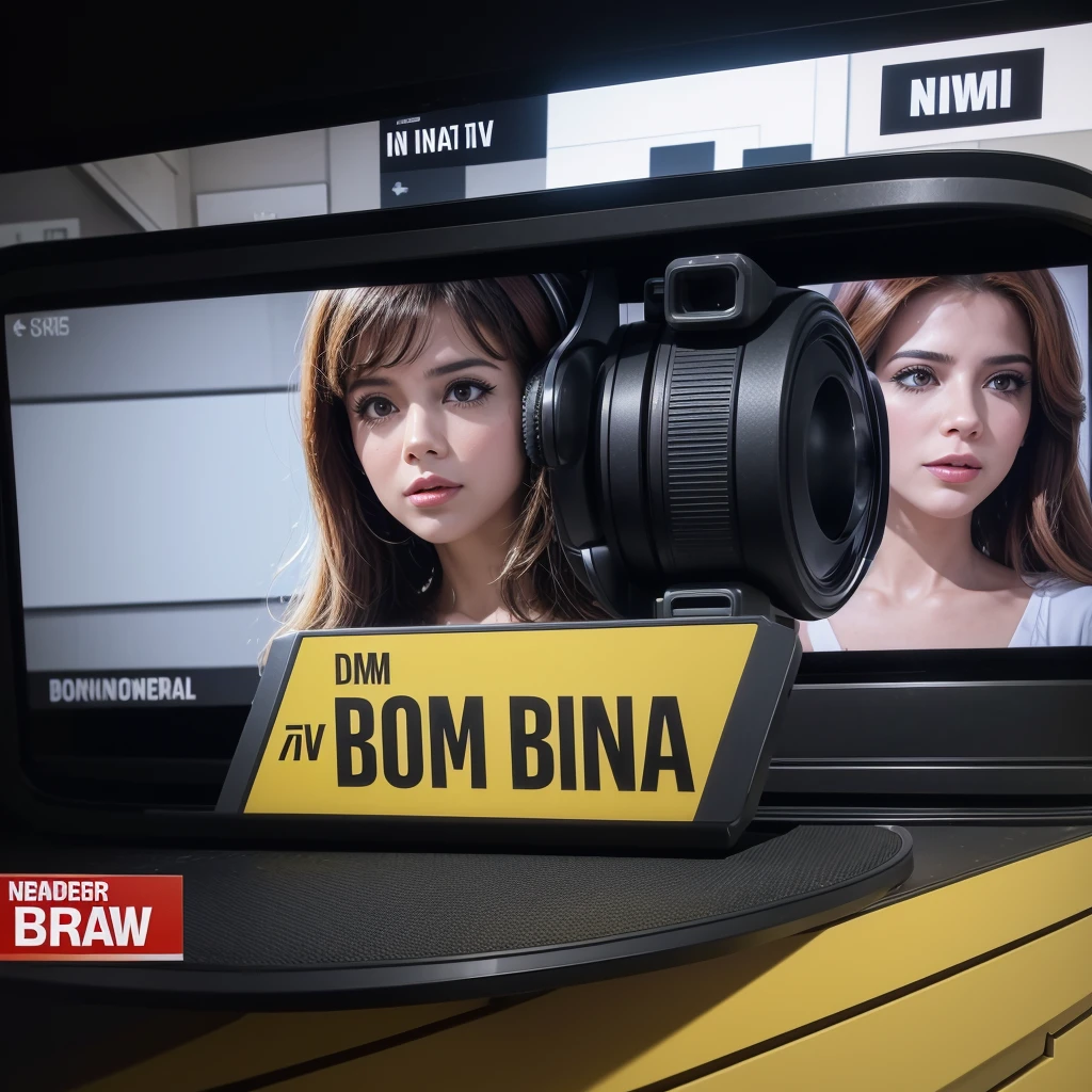 Create an image of a digital, professional and modern TV news newspaper backdrop, with the name "Bom dia Bom dia"