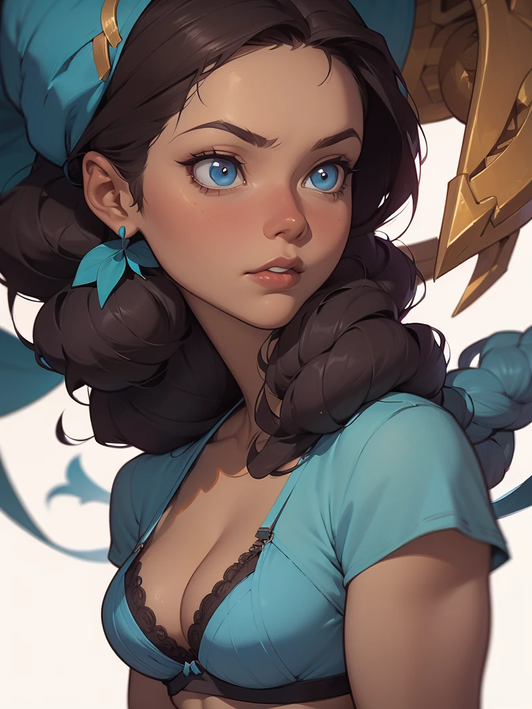 a close-up of a woman with curly braided hair and blue bra, artegerm and lois van baarle, extremely detailed artegerm, style artegerm, artegerm. high détail, artegerm style, style ivan talavera and artegerm, artegerm detailed, artegerm comic, artegerm greg rutkowski _ greg