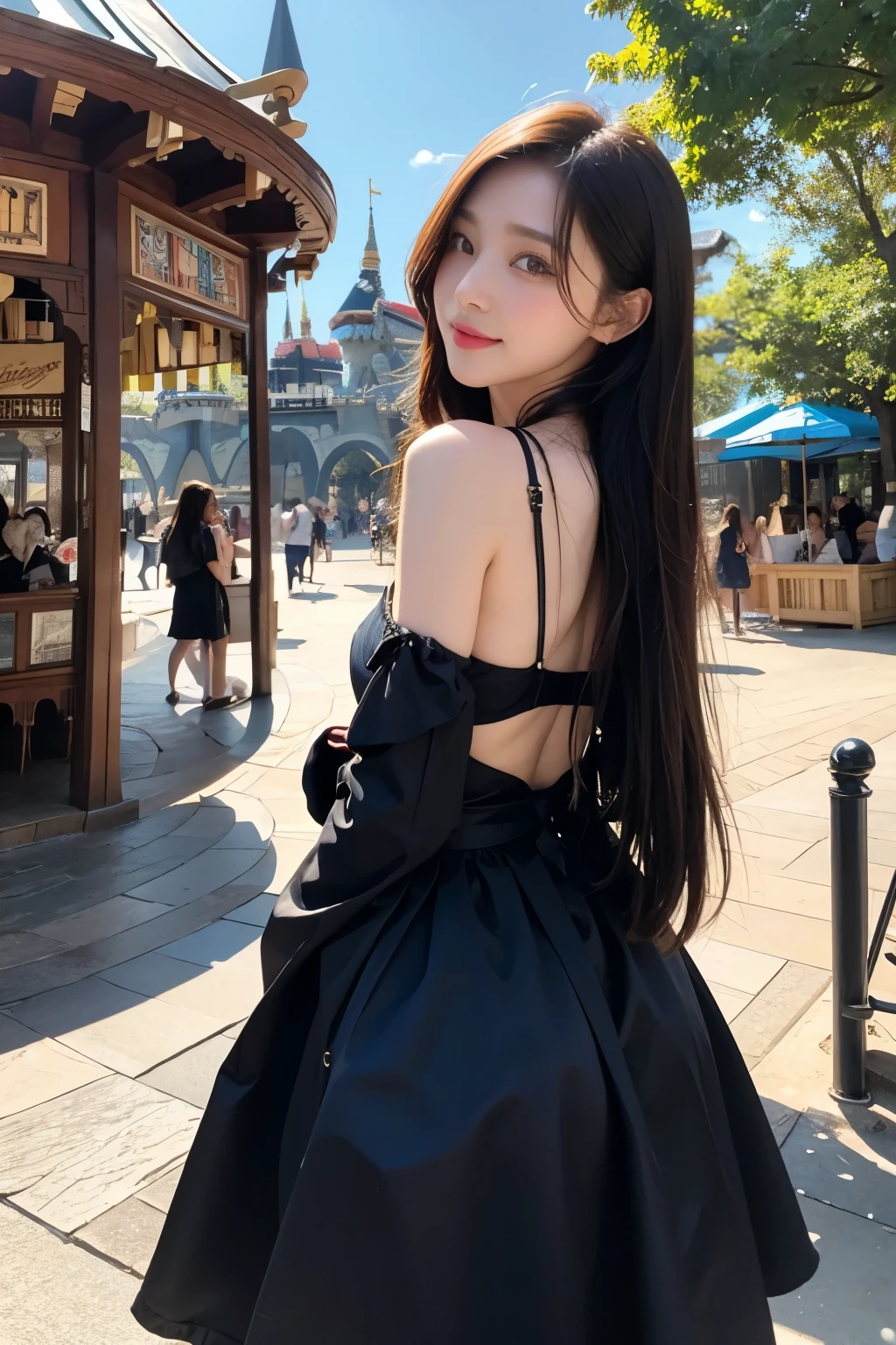 Beautiful woman at the theme park,