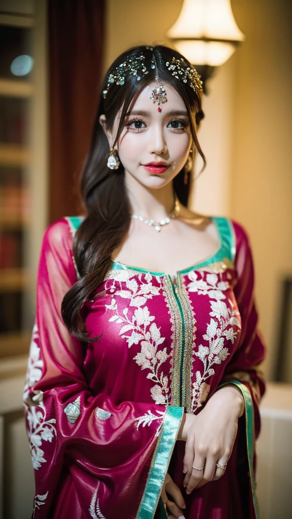 (((HD photo))), ultra high res.photorealistic:. 1.4, UHD An individual wearing shalwar kameez in an ultra-detailed and realistic manner, with every intricate detail of the fabric and stitching clearly visible. The image should showcase the best quality, with a resolution of 4k or 8k, resembling a masterpiece. The color palette should be vibrant and the lighting should highlight the texture of the clothing. The overall composition should be focused on the person, capturing their posture, expression, and the intricate patterns on the shalwar kameez. The art style should emphasize the beauty of portraits and highlight the cultural significance of the clothing