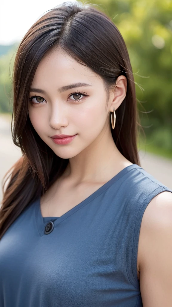 (RAW Photo: 1.2), (Photorealistic: 1.4), (Best Quality: 1.4), Ultra High Resolution, HDR, 8K Resolution, Dreamy, Commentary, Landscape, (No Text), Solo Focus, (Detailed Eyes), (Detailed Face), (Detailed Clothing Features), Skin Tight, (Shiny Skin), (SLF) Mender), (Slim), (Beauty Face), 1 Boy, Virtual Girl Ren Young, bangs, black hair, blue eyes, earrings, loose shirt, smile, embarrassed, cute, look straight at the camera,