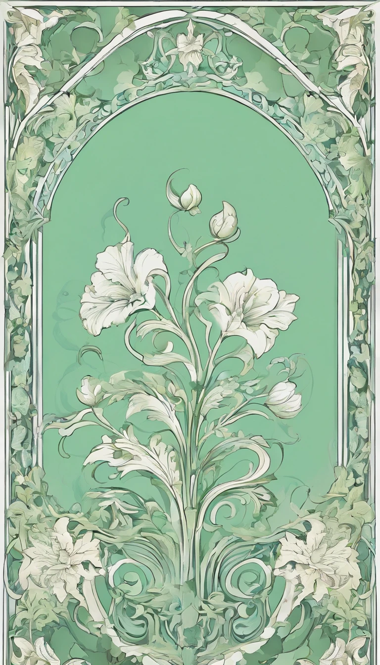 ((higher quality)),light green , light blue , white, clearly Art, beautiful flower, rococo
