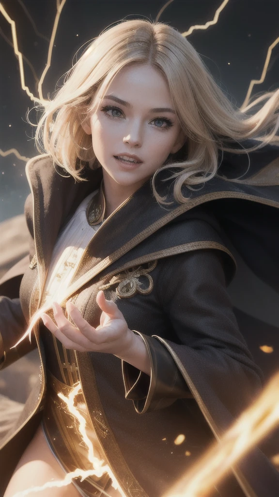 (Skin Dentition:1.5), Realistic, Realistic, (masterpiece:1.5), Concept Art, Intricate details, Very detailed, Realistic, Octane Rendering, 8K, Unreal Engine, Dynamic pose, Highest quality, High resolution, (Realistic Face:1.1), (超Realisticな:1.1), ((full_body)), Perfect Eyes,(Shiny skin:1.2), (((Hairstyle))), (((Perfect hands))), (Very detailed背景), ((Dynamic Background)), ((lightning)), (light), ((One girl)), Wearing a cape, (((Flowing Cape))), ((Fine grain, High quality eyes, High quality face)), (Very complicated robe, magical robes), short hair, casting lightning, electricity, Swirling Flames, Radiation Force, spark, cigarette, magic, ((dramatic)), amazing, battlefield, Depth of written boundary, Bokeh, 4K, Gothic, human, particle