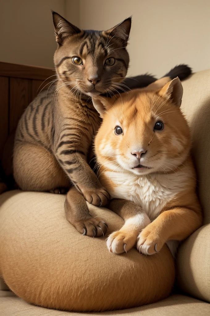 a mix of a cat and a capybara