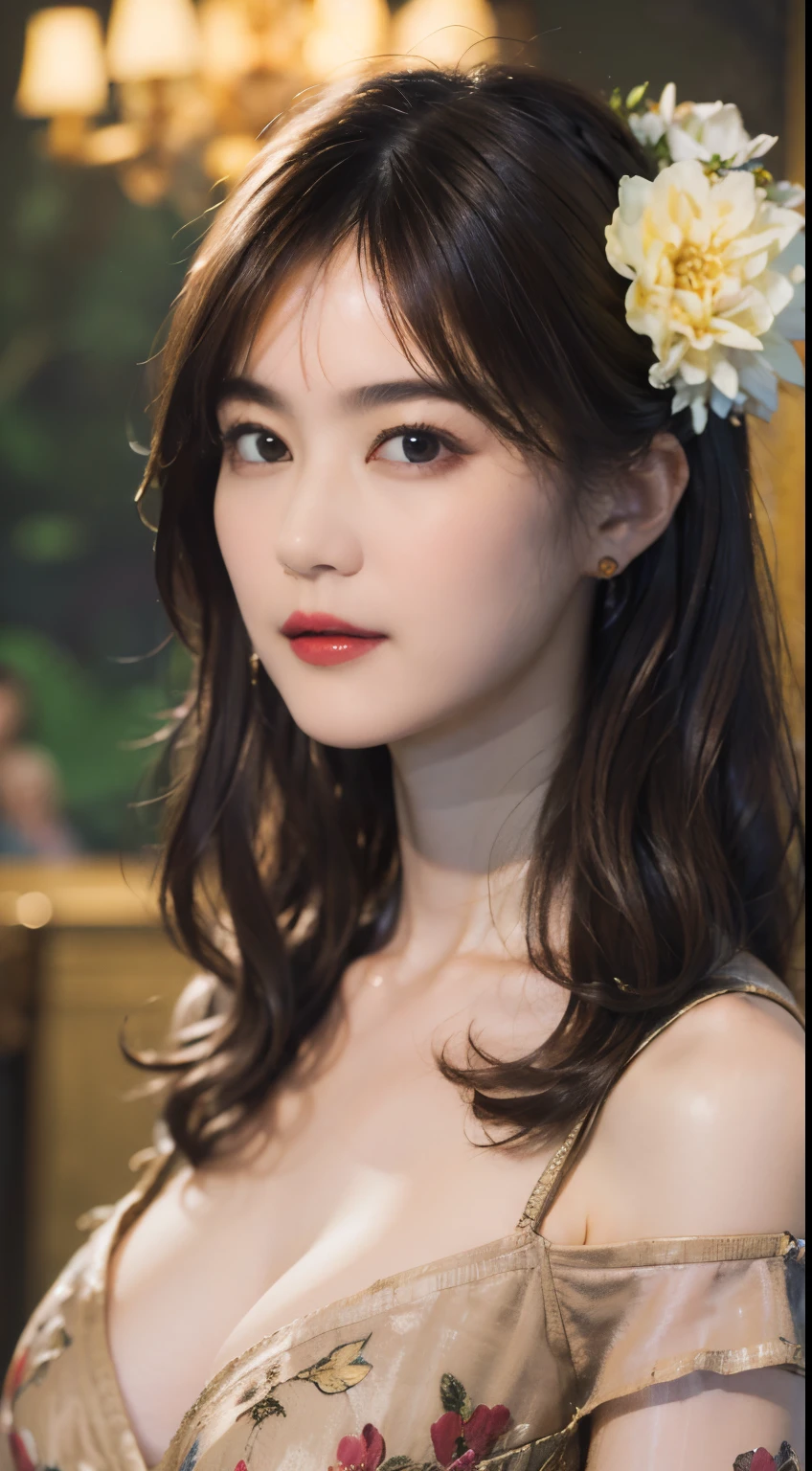 masterpiece, highest quality, One Girl, (Beautiful girl:1.3), (:1.3), Very fine grain definition, (Symmetrical eyes:1.3), (hot spring), (nude, bath towel:1.2), Beautiful breasts, Brown eyes, Parted bangs, Brown Hair, (Eyes and facial details:1.1)