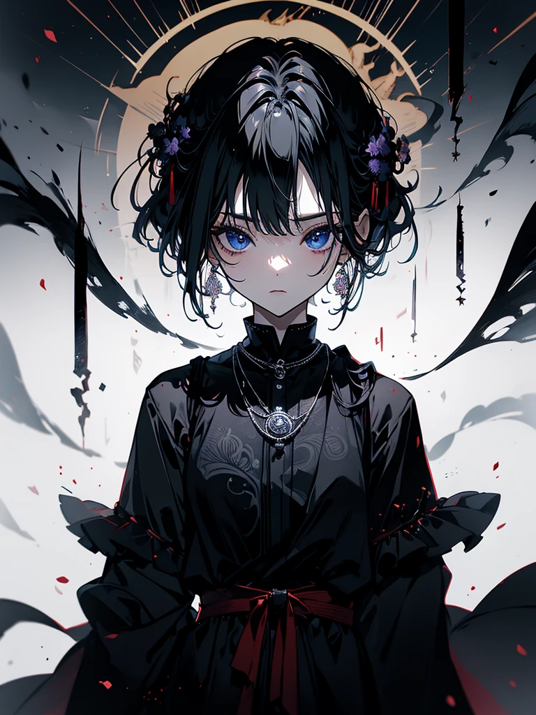 セクシーなドレスを着ています、エッチです、25-year-old girl、Rune background、black magician、Wearing a black robe、mesmerize、cute woman、Elegant hairstyle、indigo hair color、Slightly shorter hair、blue eyes、look at the viewer、masterpiece、Best image、