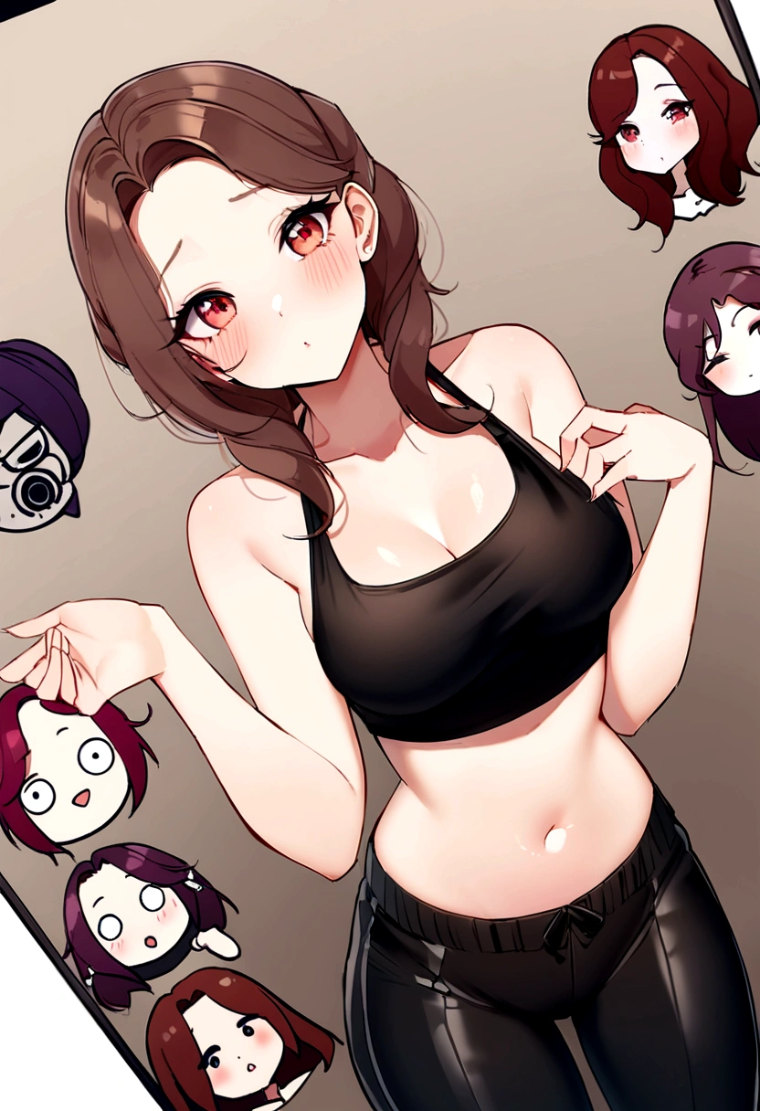 Femme latina  avec un pull noir  aux yeux verts, Portrait Sophie Mudd, cheveux bruns et grands yeux, Selfie d’une jeune femme, Yeux de chambre, Violet Myers, sans maquillage, maquillage naturel, Regarder directement la caméra, Visage avec Artgram, Maquillage subtil, Superbe photo du corps entier, Yeux verts perçants, Bel angle, pose attrayante, fille mignonne, sexy pose, Image du corps entier, corps entier, Prise de vue du corps entier, Déesse brune, détail élevé, pose satisfaite, Pantalon en cuir