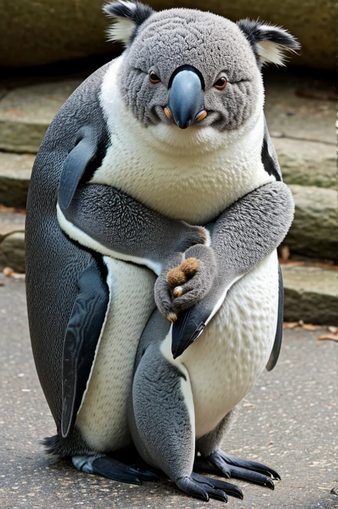 a penguin merged with a koala