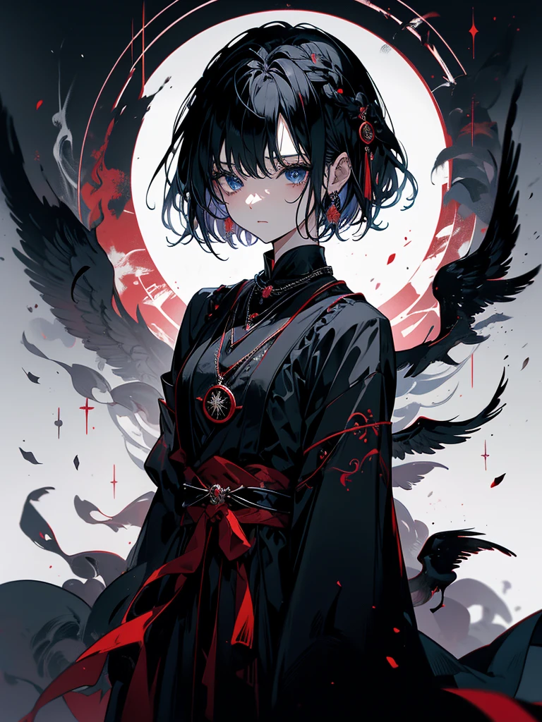 セクシーなドレスを着ています、エッチです、25-year-old girl、Rune background、black magician、Wearing a black robe、mesmerize、cute woman、Elegant hairstyle、indigo hair color、Slightly shorter hair、blue eyes、look at the viewer、masterpiece、Best image、