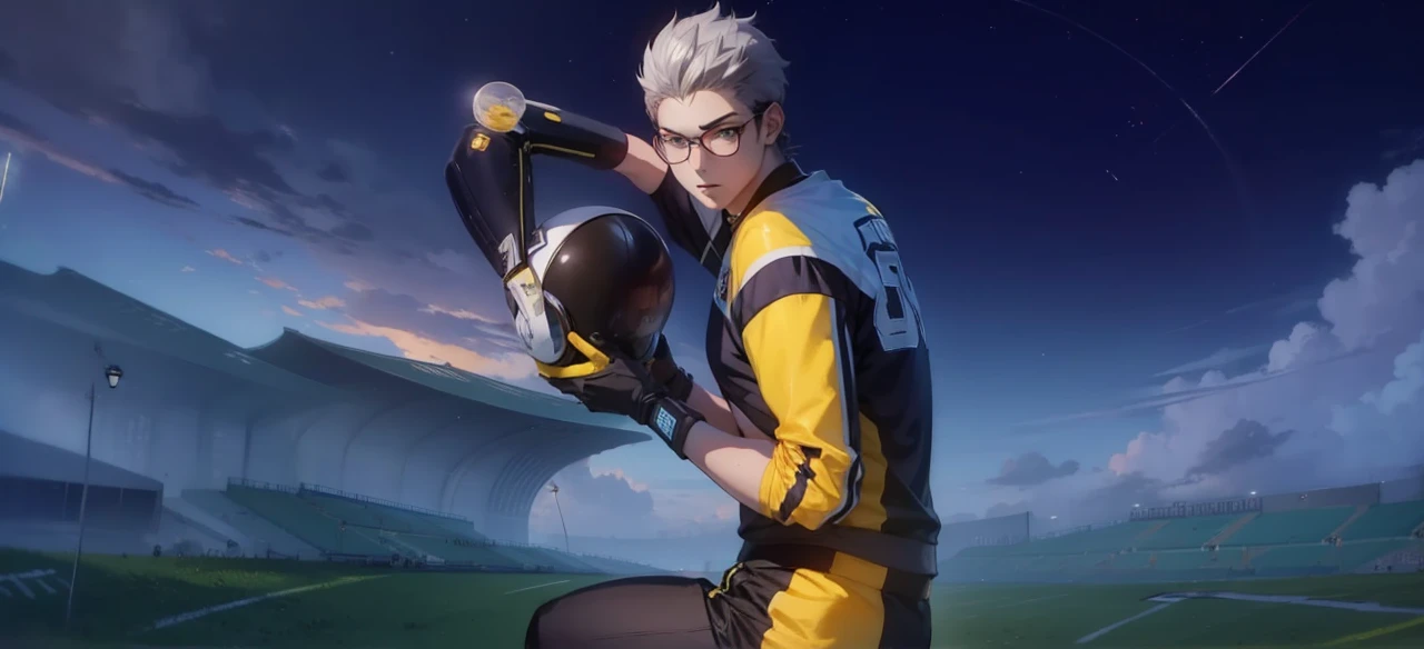 Ren Amamiya Persona,Boy Anime,football uniform, glasses, headphones on head