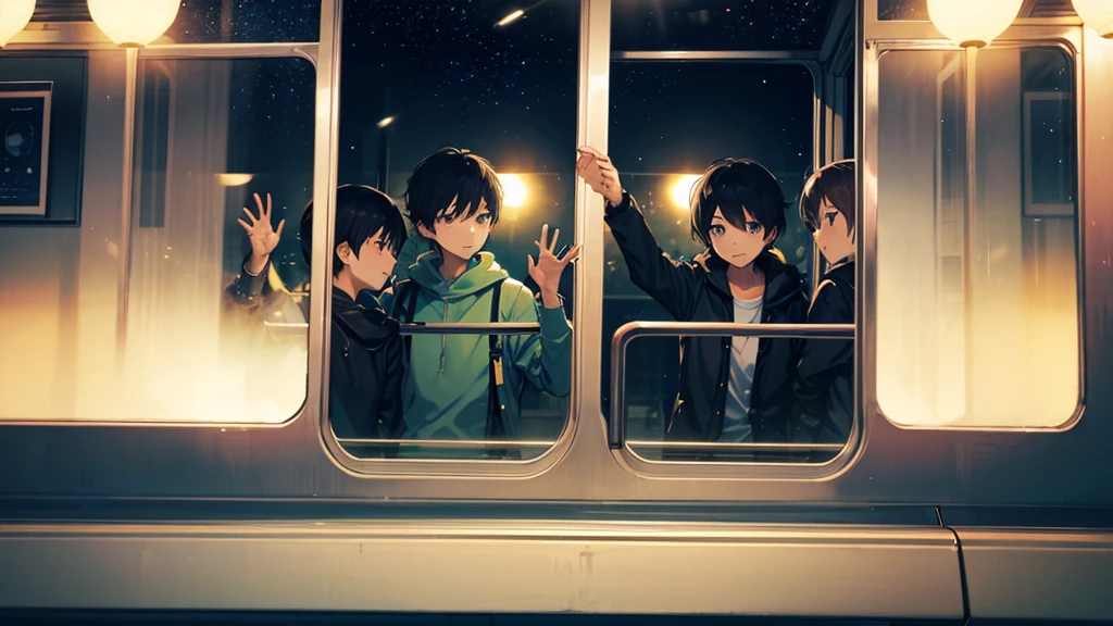 Night on the Galaxy Express、Two boys looking out the train window、、Beautiful Star