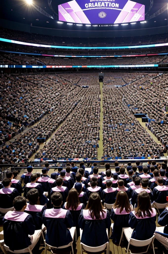 Graduation event background with young people sitting