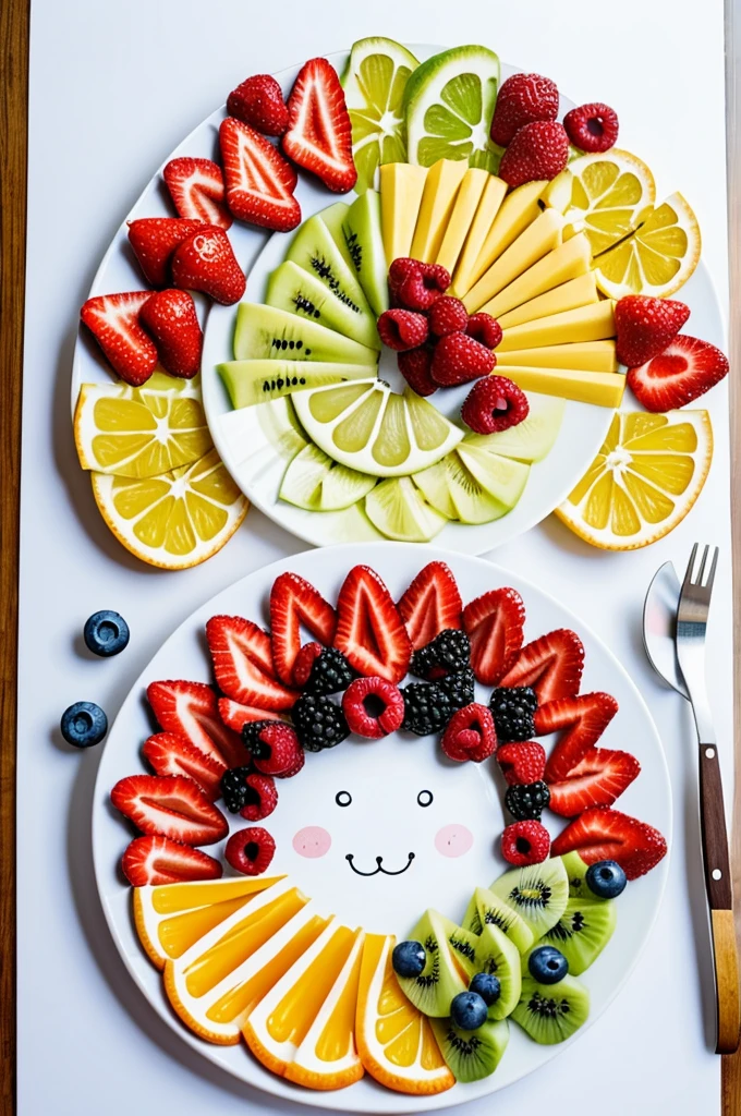 create a cute drawing of a fruit plate