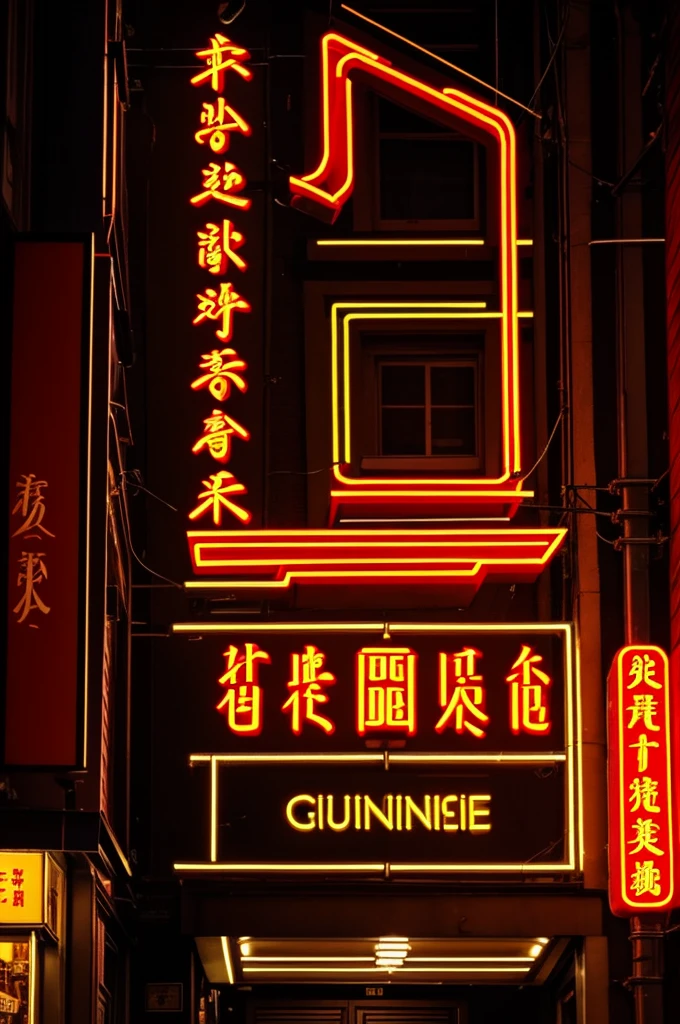 An image in illuminated neon letters for a Delicatessen named after "The Chinese Gourmet"