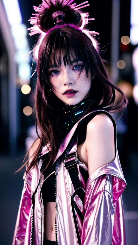 フェイスペイントをしたサイボーグのBeauty, whole body, cyber punk, Fashion Model, Beauty, Francis Bacon's painting style