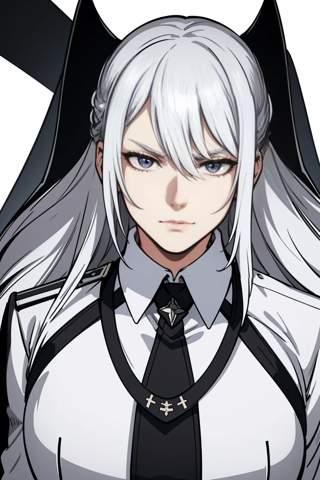 whole body,Standing posture, (Silver Hair,Shortcuts,) (male,youth,Fierce face,), (beautifully drawn face:1.2) (German military uniform,Symphogia style,) Expressionless,(White background) 