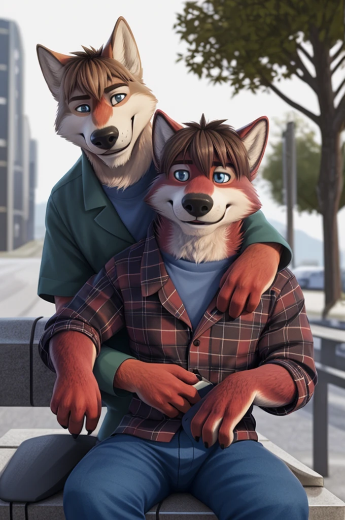 Ivan Fedorovich Wolfbach (Novosibirsk) ,tall handsome, wolf,young, 24 years, brown fur,Kind,(red body:1.3),beautiful blue eyes,Novosibirsk,dressed, plaid shirt, jeans,dear Joachim,canine, wolf, detailed fur, male, second, paw pads, finger claws,At the viewer, 5 fingers, paws, 5 fingers, smile, wrist watch, т nextel,by xenoforge, (difficult, high detail, digital photography, soft focus, RAW,goes for a walk, ,Very close to the camera, variety,Novosibirsk, smile, good mood, positive, Very close to the camera, plaid shirt, in dentistry,hair, brunette bangs, , covered,
Photorealism, realistic, photorealistic, digital style, Subsurface scattering,I look at the viewer,is sitting, waiting for the doctor, of the brown car, perfume perfumery, plaid shirt, cuts his hair,
masterpiece, Best quality, ultra realistic, 8 thousand.)
