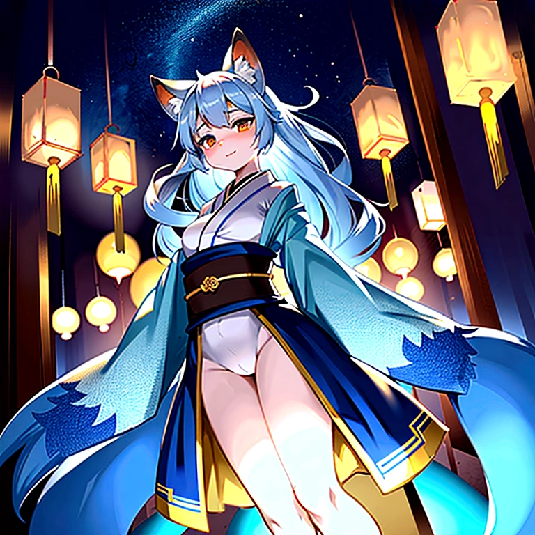 fox Light blue hair beast girl indigo fur fox beast girl fox Light blue hair beast girl indigo fur fox beast girl Wallpaper 4k,8k,highly detailled,,vivid colors,detailed kitsune with 9 tails,traditional Japanese artwork,tatami floor,beautiful cherry blossoms,floating lanterns,dark silhouette of a pagoda,subtle moonlight,dense forest,ethereal atmosphere,dappled sunlight,whimsical spirit,serene expression,elaborate kimono and obi,delicate hand-painted details,luminous eyes Anime Style fox blue White-faced golden-haired nine-tailed fox Coat blue mysterious background Blue Flame girl have a ball of light Anime Style fox blue White-faced golden-haired nine-tailed fox Coat blue mysterious background Blue Flame girl have a ball of light