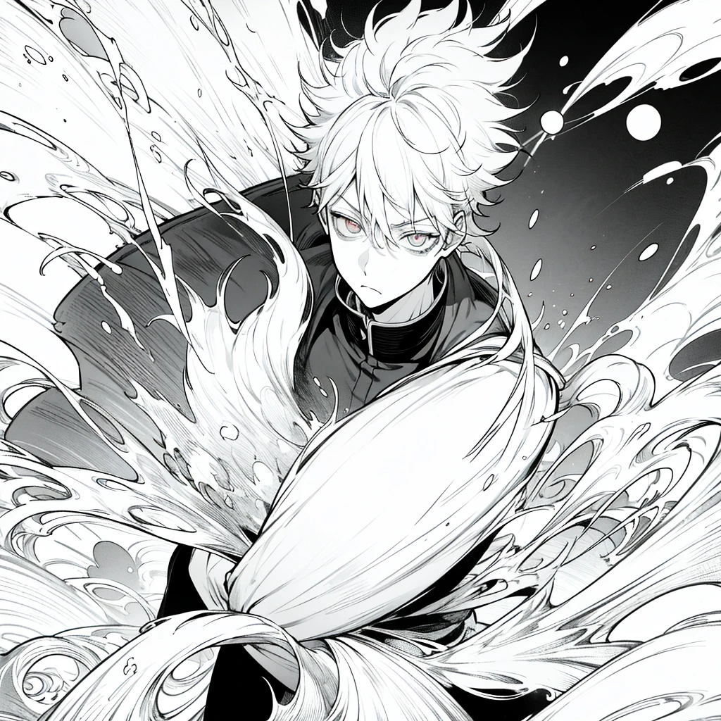 mage, jujutsu kaisen, sukuna, boy, eye red, eye blue, mad, rpg, monochrome eyes