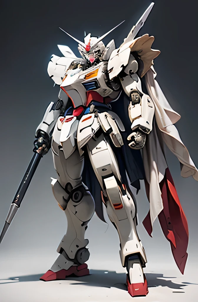 Highest quality、Fantasy、masterpiece、The whole body of a giant robot like Gundam、White and light blue body、Glossy body with exquisite details、Well-proportioned limbs、Knight's helmet-like head、A precisely drawn Gundam-like face、Goggle Eye、Fight in space、Shining in the sunshine、Space War、explosion、light