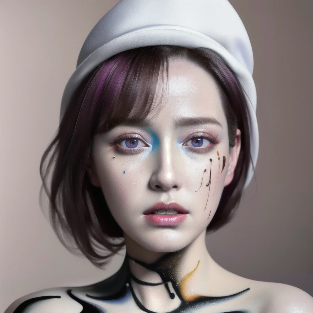Android Beauty, Powerful paintings inspired by Francis Bacon, Ultra-realistic surrealism, Hyperrealism, fear, art, hyper real painting, Realistic illustration painting, カラフルなHyperrealism, Hyper-realistic digital art