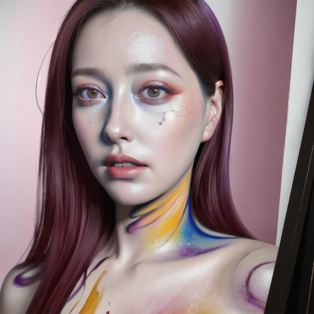 Android Beauty, Powerful paintings inspired by Francis Bacon, Ultra-realistic surrealism, Hyperrealism, fear, art, hyper real painting, Realistic illustration painting, カラフルなHyperrealism, Hyper-realistic digital art