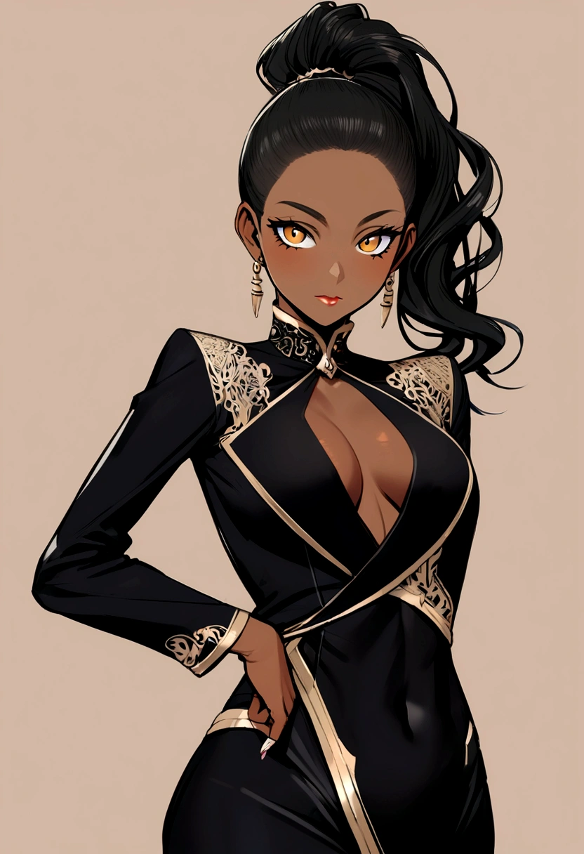 black female, corpo sexy, (ponytail hair), young gen