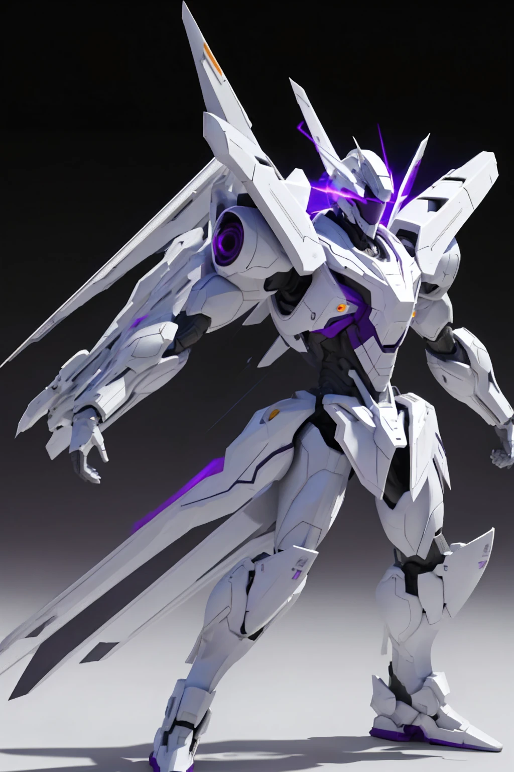 whole body,Standing posture, (White fuselage,Purple Lightning,Fighter,),(White background) 