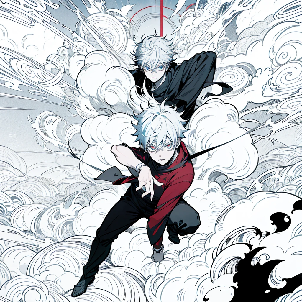 mage, jujutsu kaisen, sukuna, boy, eye red, eye blue, mad, rpg
