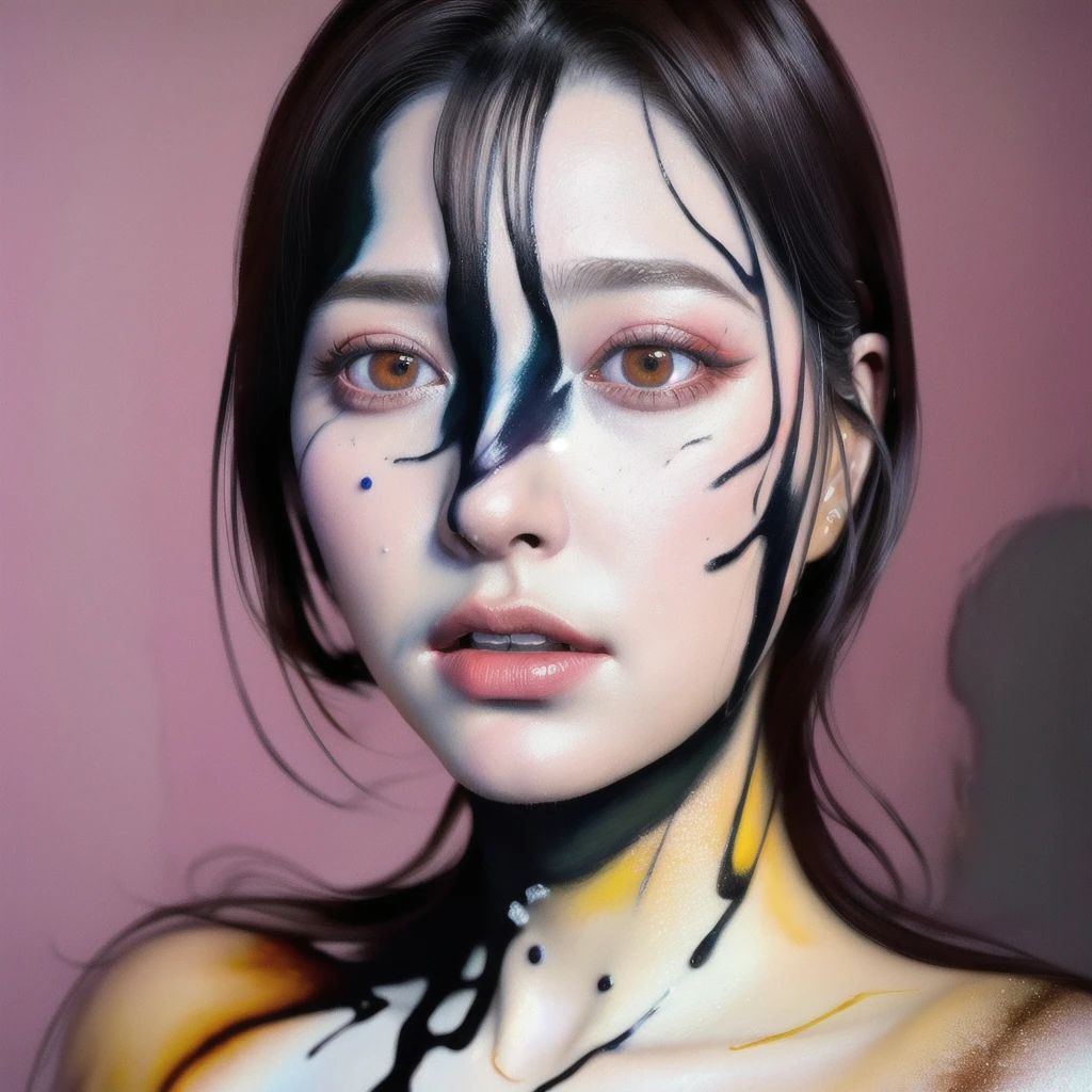 Android Beauty, Powerful paintings inspired by Francis Bacon, Ultra-realistic surrealism, Hyperrealism, fear, art, hyper real painting, Realistic illustration painting, カラフルなHyperrealism, Hyper-realistic digital art
