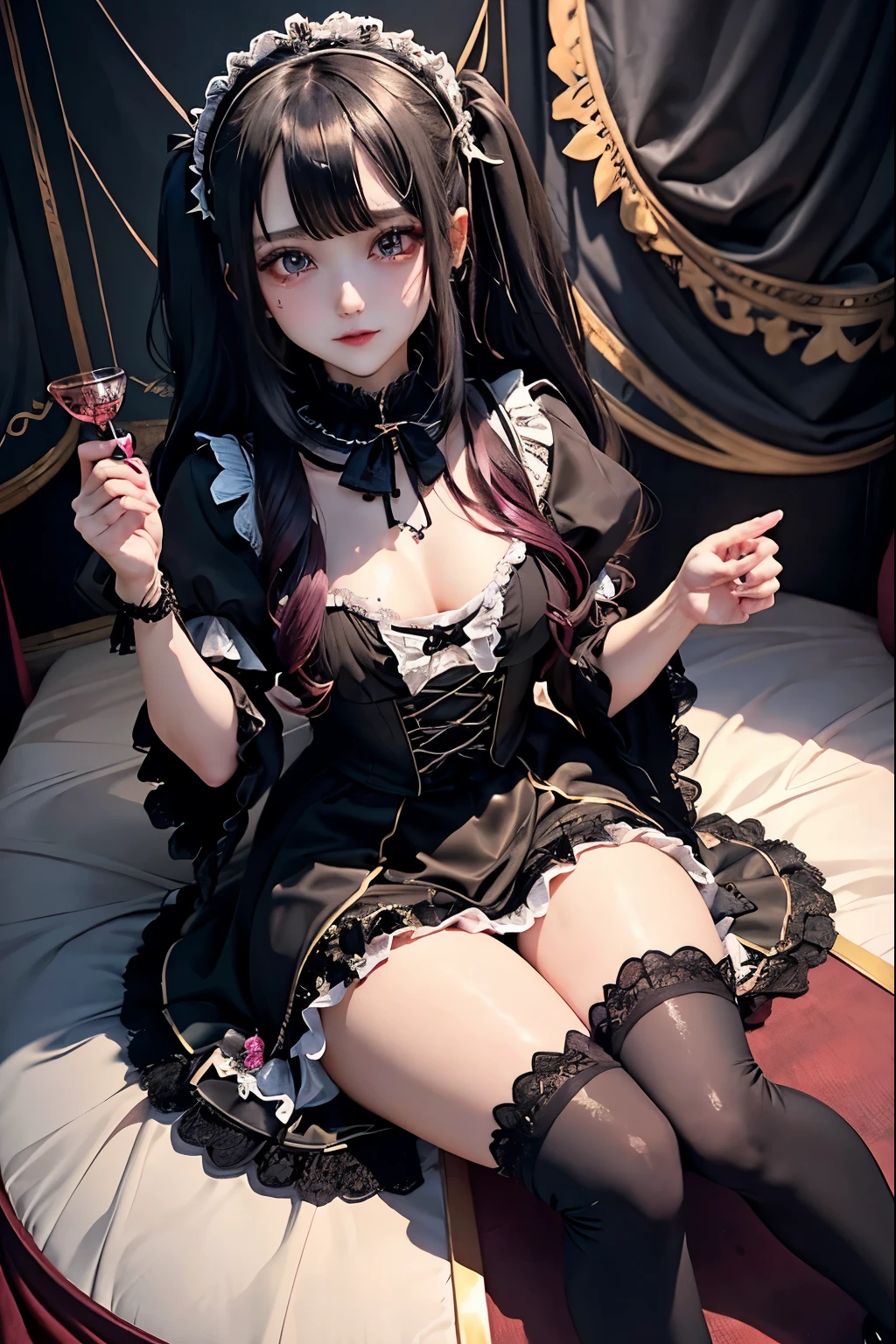 Hard Dark Gothic Makeup、Black dark eyeshadow、sad、Good skin radiance、Dark Gothicメイク、Dark smile、palace、The beauty of fragrance、24-years-old、Expression of intense sexual pleasure、Embarrassed look、Dark Gothic、Highest quality、Expression of sexual pleasure amid suffering、Drunk face、紫のMaid clotheysterious、Noble、The face of someone holding it in the toilet、sexy、Loving smile、Twin tail hair、Right blue eye, Left eye is red、Super tempting pose、Platform Heel Shoes、Heavy makeup、Gothic Lolita clothes、Silver Hair、Long Hair Straight Hair、Cute Gothic Lolita Dress、Beautiful Face、elegant features、Attractive face、Stained glass is the background、Chest glistening with sweat、The room is dark、goth long dress、Bell Sleeves、Wizard Sleeve、Decadent look、Sexually excited expression、Glossy thighs wet with water、Thighs that are wet and shiny with oil、Background of a room full of roses、sad expression、Rose Maiden、The embroidery is pink、The dress has pink embroidery.、Thigh-high socks、Knee-high socks、Gentle expression、Dark black eyeshadow、Stained glass and rose background、thighs are a little thin、Female Duo、Female couple、dark church background、Stained glass、Black metal world、Dark Castle、Dark Room、Slender body、gothic long dress、Victorian dress、Small breasts、Hold the wine in your right hand、Hold the lantern in your left hand、pantyhose、Sit on the bed、The bed is covered with roses、Lying in bed、Her thighs are shining with sweat、My body is wet and shiny、Lots of glitter on the thighs、sweating、My thighs are sticky from sweating、Sweat glistening on my thighs, The whole body is sweaty and shiny、I sweated a lot.、My thighs are sweaty、My thighs are wet、My thighs are shining with sweat、A lot of sweat glistening all over the body、Slender body、