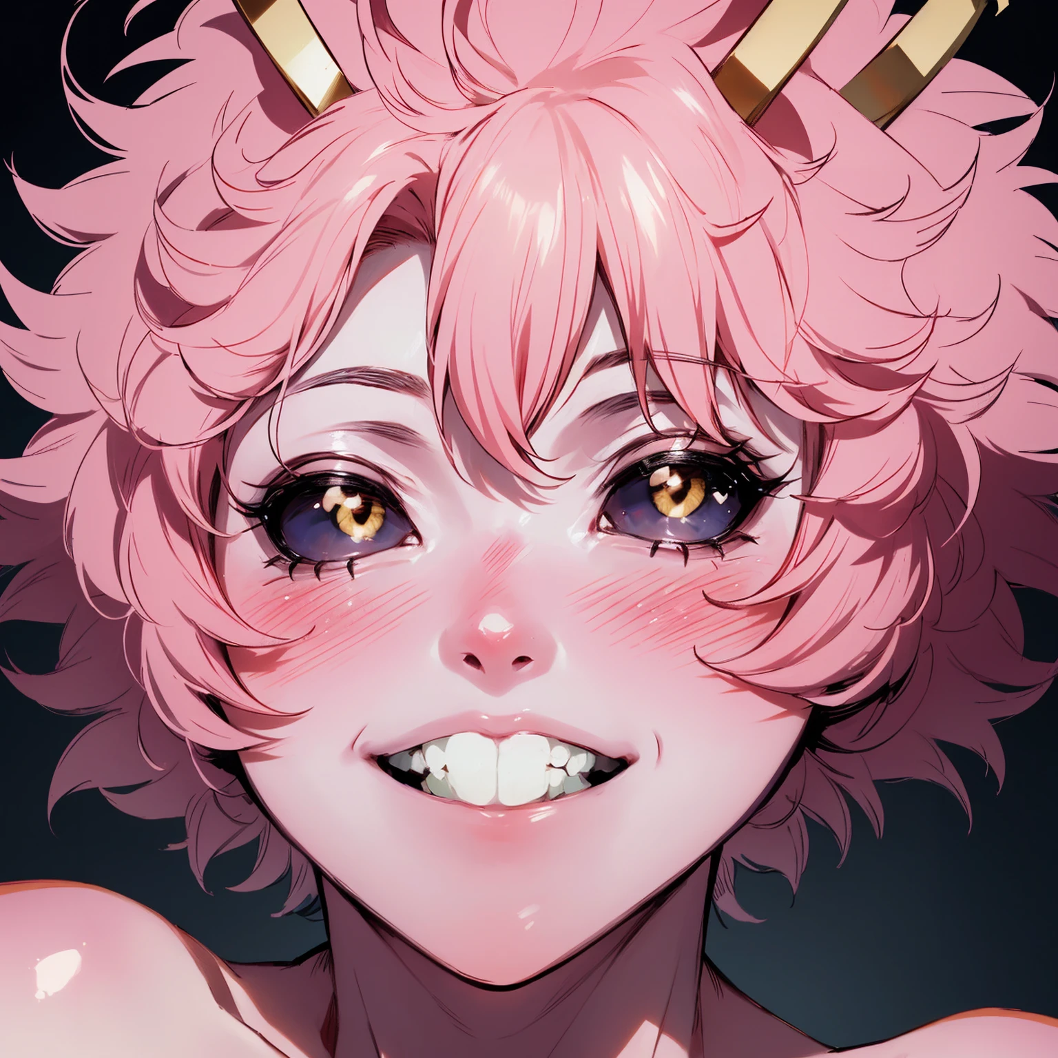 (best quality:1.3), (4k quality), 1 mature woman, Mina Ashido by boku no hero, , ((Detailed face)), (blush), whole body, large smile