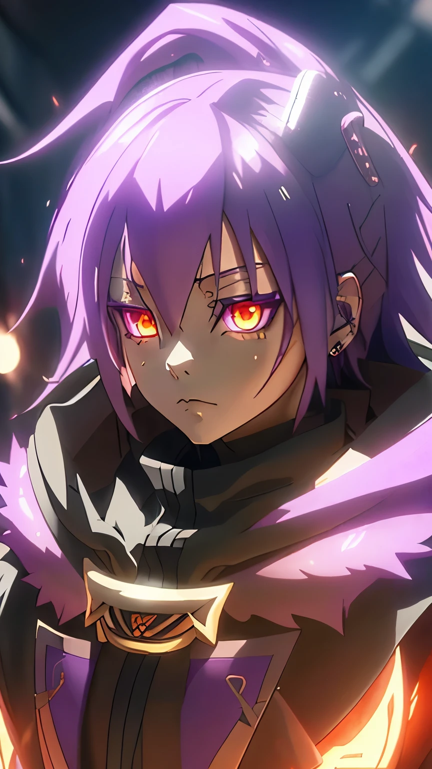 tensei shitara slime datta ken, last, purple hair, anime art style, tensei shitara limo datta ken, 2D anime style, reincarnated as a slime, bright fiery eyes, bright orange eyes, Bright ember eyes, burning eyes, red eyes of fire, wallpaper, 4 k manga wallpaper, animated badass 8k, 4k animado wallpaper, animated epic artwork, hd anime wallaper, anime wallaper, animated style 4k, ultra hd animado wallpaper, animado wallpaper 4k, animado wallpaper 4 k, epic animated style, mitz vah art style, detailed animated art