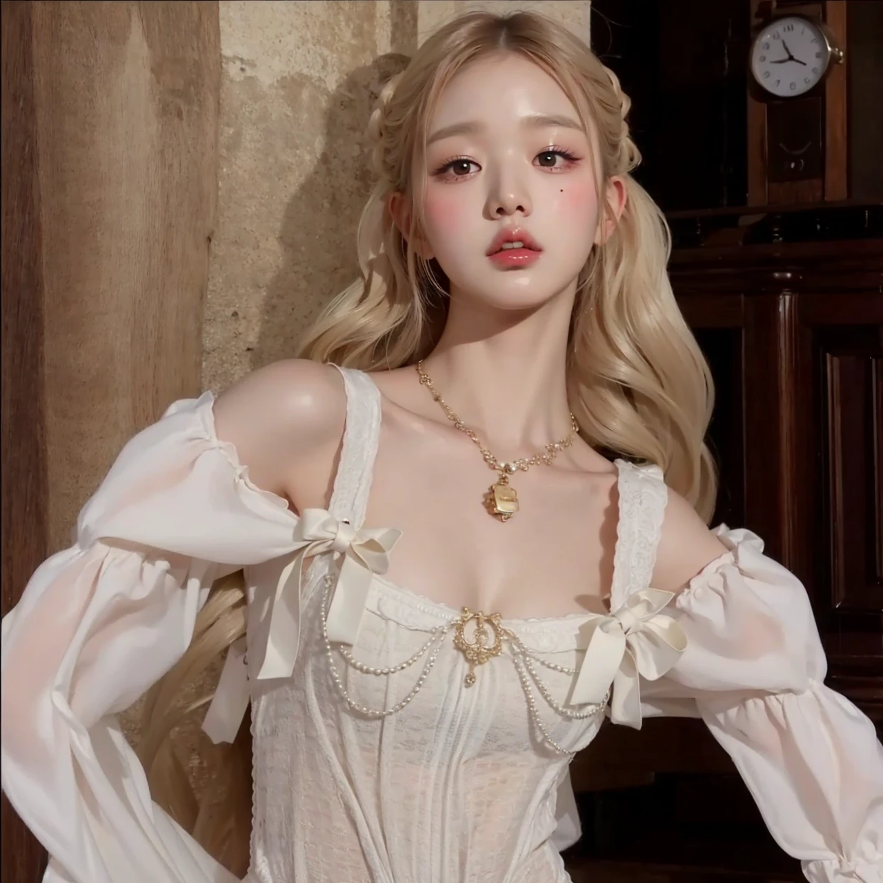 Wonyoung from IVE face, foto realista, ultra HD, 8k, big juicy lips 