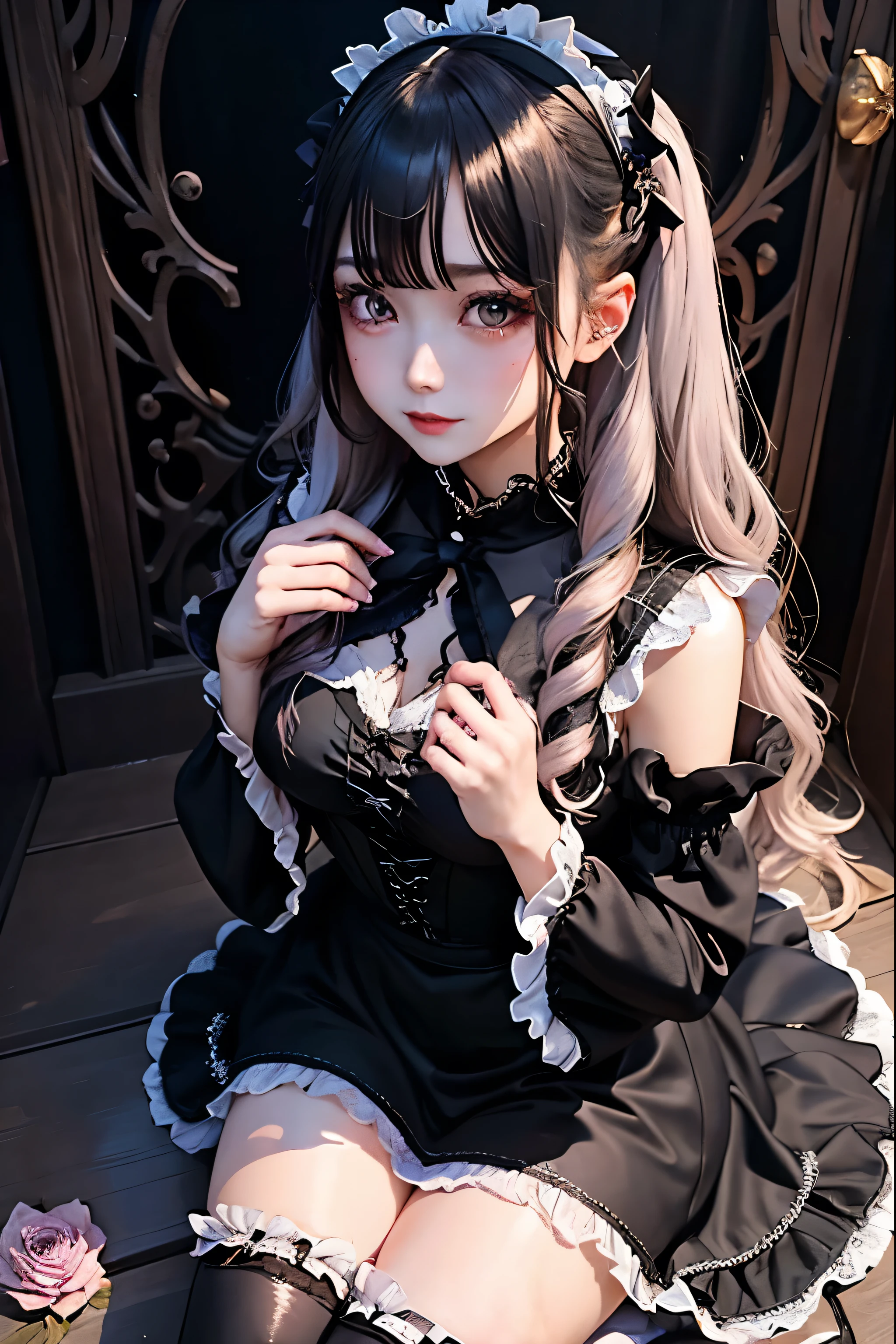 Hard Dark Gothic Makeup、Black dark eyeshadow、sad、Good skin radiance、Dark Gothicメイク、Dark smile、palace、The beauty of fragrance、24-years-old、Expression of intense sexual pleasure、Embarrassed look、Dark Gothic、Highest quality、Expression of sexual pleasure amid suffering、Drunk face、紫のMaid clotheysterious、Noble、The face of someone holding it in the toilet、sexy、Loving smile、Twin tail hair、Right blue eye, Left eye is red、Super tempting pose、Platform Heel Shoes、Heavy makeup、Gothic Lolita clothes、Silver Hair、Long Hair Straight Hair、Cute Gothic Lolita Dress、Beautiful Face、elegant features、Attractive face、Stained glass is the background、Chest glistening with sweat、The room is dark、goth long dress、Bell Sleeves、Wizard Sleeve、Decadent look、Sexually excited expression、Glossy thighs wet with water、Thighs that are wet and shiny with oil、Background of a room full of roses、sad expression、Rose Maiden、The embroidery is pink、The dress has pink embroidery.、Thigh-high socks、Knee-high socks、Gentle expression、Dark black eyeshadow、Stained glass and rose background、thighs are a little thin、Female Duo、Female couple、dark church background、Stained glass、Black metal world、Dark Castle、Dark Room、Slender body、gothic long dress、Victorian dress、Small breasts、Hold the wine in your right hand、Hold the lantern in your left hand、pantyhose、Sit on the bed、The bed is covered with roses、Lying in bed、Her thighs are shining with sweat、My body is wet and shiny、Lots of glitter on the thighs、sweating、My thighs are sticky from sweating、Sweat glistening on my thighs, The whole body is sweaty and shiny、I sweated a lot.、My thighs are sweaty、My thighs are wet、My thighs are shining with sweat、A lot of sweat glistening all over the body、Slender body、