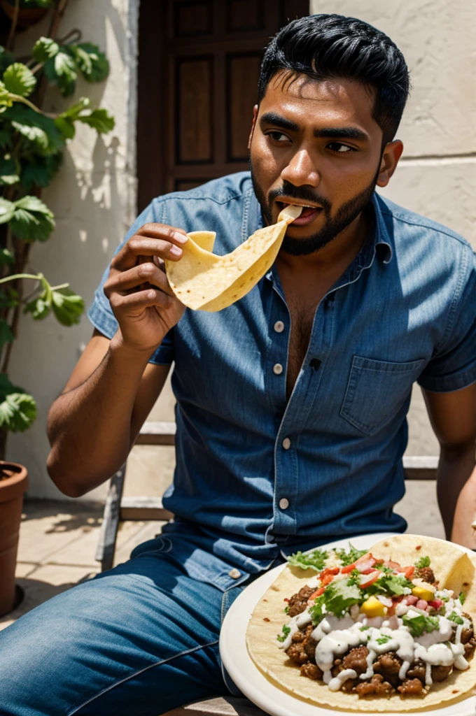 Miguel de coco eating pastor tacos 