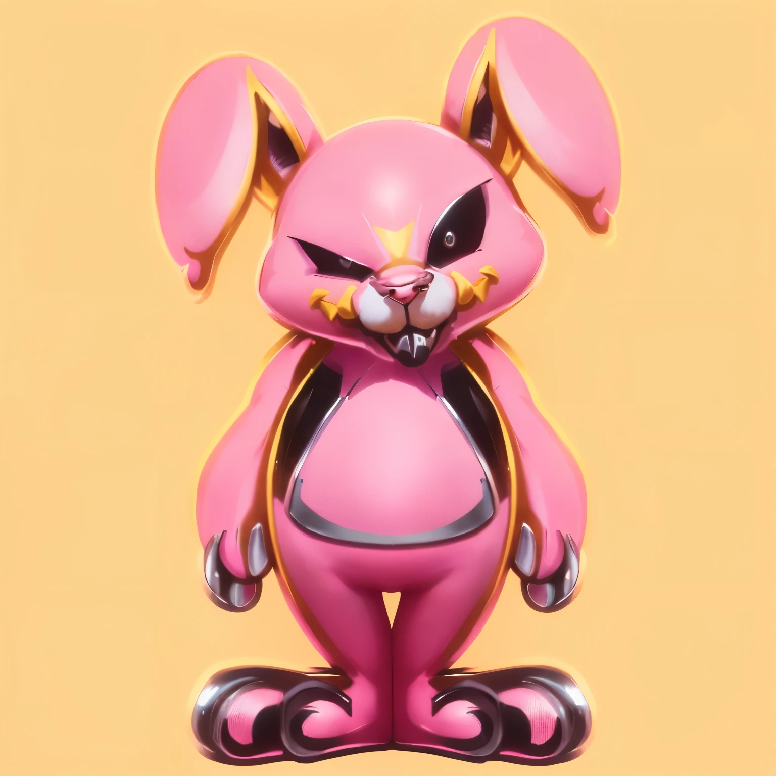 cartoon pink coelhinho with yellow shirt and yellow pants, the coelhinho has pink fur, ralé_personagem, the coelho has pink fur, anthropomorphic coelho, evil bugs coelhinho, cute anthropomorphic coelhinho, coelhinhopunk, estilo de vetor de desenho animado, electrixcoelhinho, coelhinho, wearing a pink coelho costume, feito em adobe ilustrador, coelho, Ilustra??o do mascote