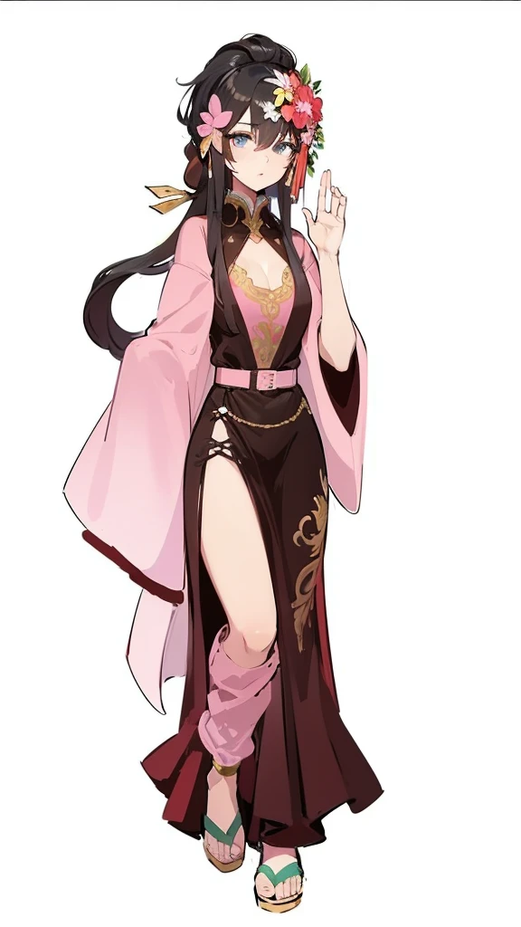 ((Masterpiece, highest quality)), detailed face, character sheet, Full body, 1girl, beautiful detailed eyes, black hair, long hair, ((Voluminous hair)), hair between eyes, beauty red dress with detailed golden pattern, very long dress, very large dress, very large sleeve, very large silk red cloak, best decoration, best wrinkles, 8K resolution, full of details, multiple poses and expressions, highly detailed, depth, many parts