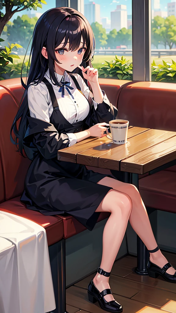 1 girl,cafe,Sitting,