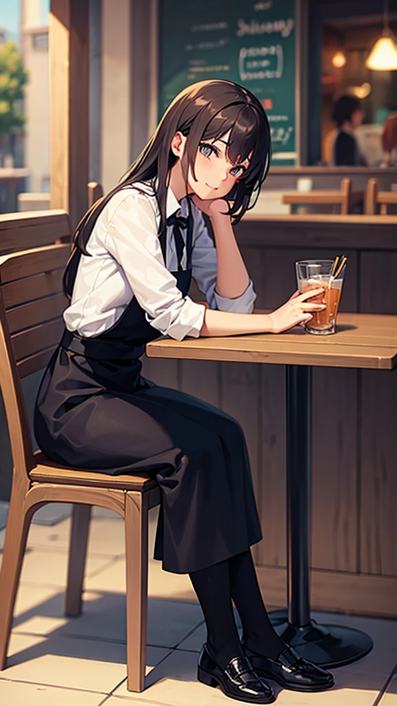 1 girl,cafe,Sitting,