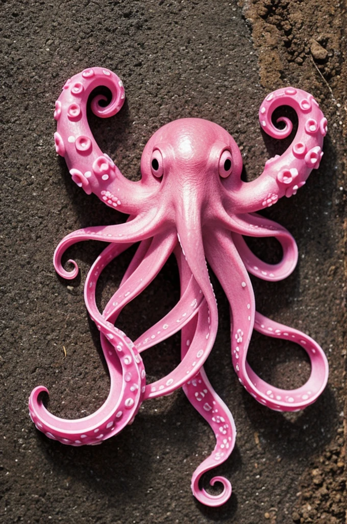 Pink octopus with a knob in its tentacles