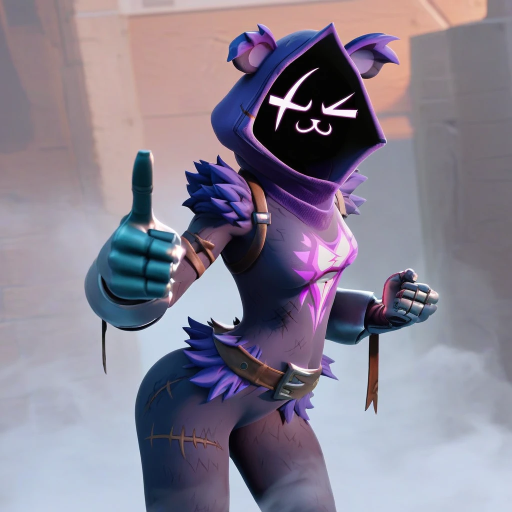 Raven team leader,purple hoodie, with no face, shadowed face, animal ears,purple skin, scar on eye, body skin, purple fur, waist belt, torso symbol, metal gloves, pointing your ass at the viewer, leaning forward, pushing, she closes her eyes, hands resting on a wall, farting hard, would be green, green smoke in her ass, scenery with green smoke, she farting, she is passing gas, farts, gases. her with her eyes closed, hands are not in the air, expression of force, stomachache, stomach growling. day Of course