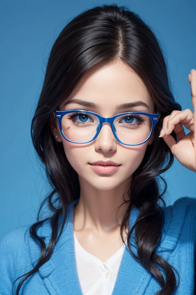 A celebrity with glasses on a blue background saying welcome