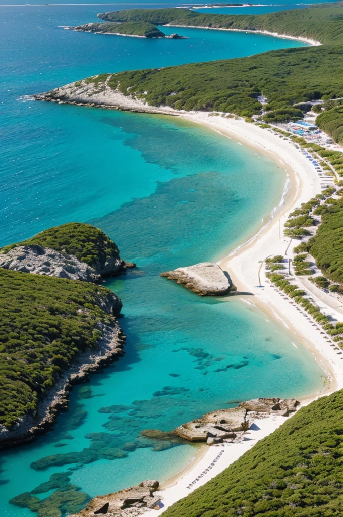 mar, very crystal clear water showing the sand, sunny, Much color