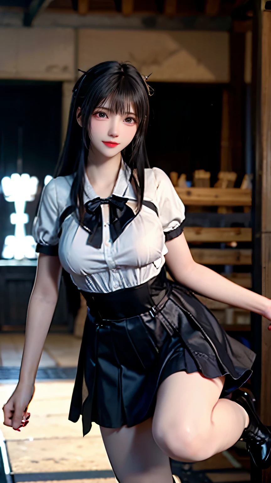 （Very delicate and beautiful：1.2）super model,,Big Breasts,Beautiful breasts,voluptuous,【bike shorts】,,【3girls】,,Highest quality, High resolution, 8K,Kick in a hurry,Maid clothes,mini skirt.Three Girls