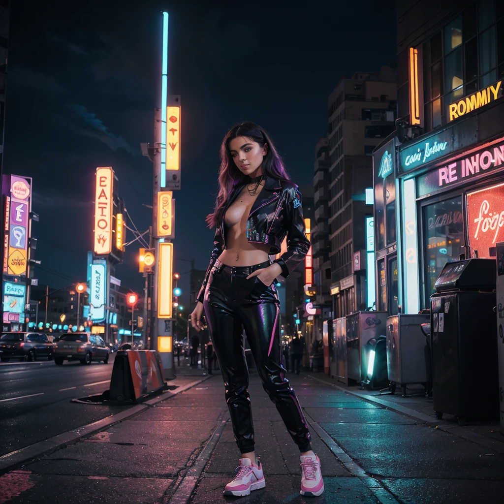 

"Create a vibrant and dynamic album cover for 'Infinite Vibes,' a pop music album. The scene should depict a lively, futuristic cityscape at night, illuminated by colorful neon lights. The city is alive with energy, featuring holographic advertisements, sleek modern buildings, and people enjoying the nightlife. In the foreground, a young, stylish musician stands confidently with a microphone, their outfit reflecting the vibrant colors of the city. The atmosphere is electric, capturing the essence of endless possibilities and the pulsating rhythm of pop music."


