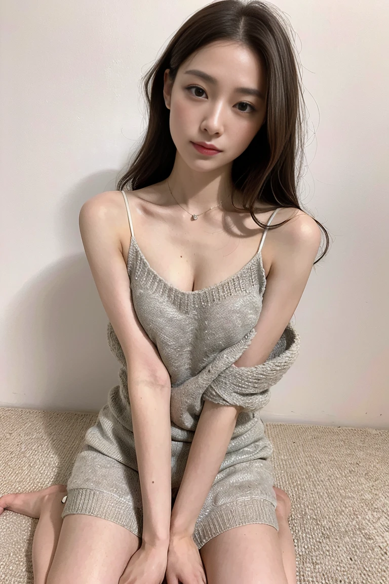 Dark brown hair、Light brown eyes、Japanese actress、I am about 40 years old....、(Intricate details:1.2)、(Which is the top????:1.4)、 (Ultra-high resolution:1.2)、Ultra-high resolution、(Finely tuned)、(Detailed facial features)、Hmph、8K resolution、D cup size breasts、Long Hair、Large windows、Extravagant space、relax、、,Full body photo、headからつま先までのショット、Beautiful legs、Beautiful legs、Breezy, Sunny living room、ソファにsit、she, household items, (plant:0.8), Fashion Hub, Very detailedな, Very detailed, Realistic, Hourglass Shaped Body, Obscene pose,、、私 cry a lot、tears、person on the left、White wall、White floor、diagonally from below、please lift your chin、Put your butt against the wall、relaxした表情、Pose of Weakness、(auraroid photo:1.2)、From outside the window、A masterpiece of transparent painting、8K、32k、Highest quality、(Details of both eyes)、1 Girl、elegant、(Loose knit camisole :1.4)、sit、(Top view、Take a look here、Tilt'head:1.2)、Hilarious、Looking into the camera、